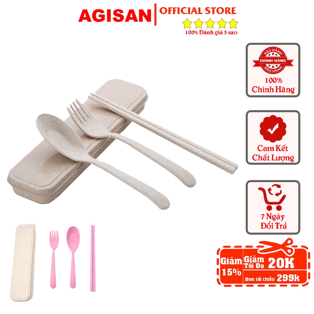 Bộ Đũa Thìa Lúa Mạch Có Hộp Đựng Ăn Trưa Văn Phòng Phù Hợp Cá Nhân
