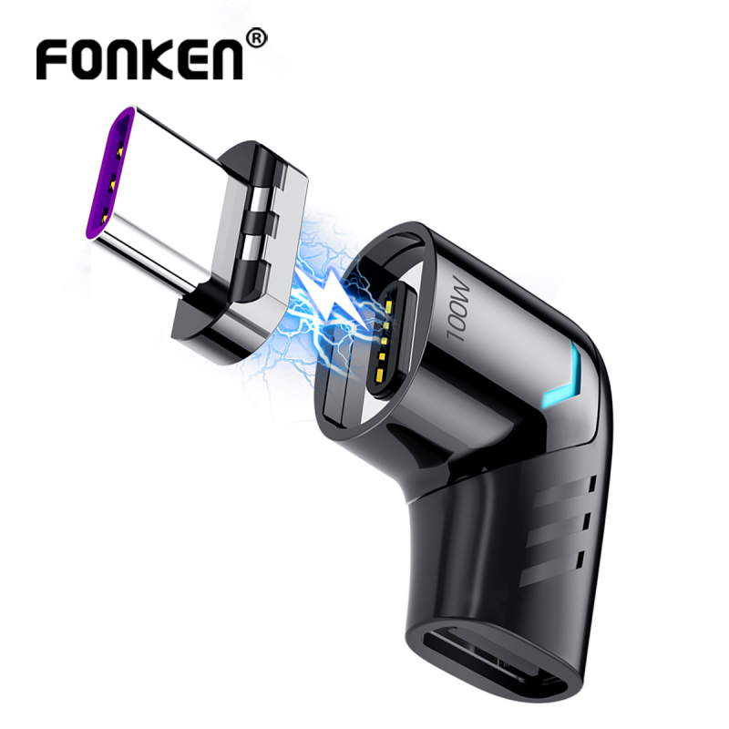 Đầu Chuyển Đổi Fonken AS107 USB C Sang Type-C Từ Tính Cho iPad MacBook Pro Huawei 100W 5CM