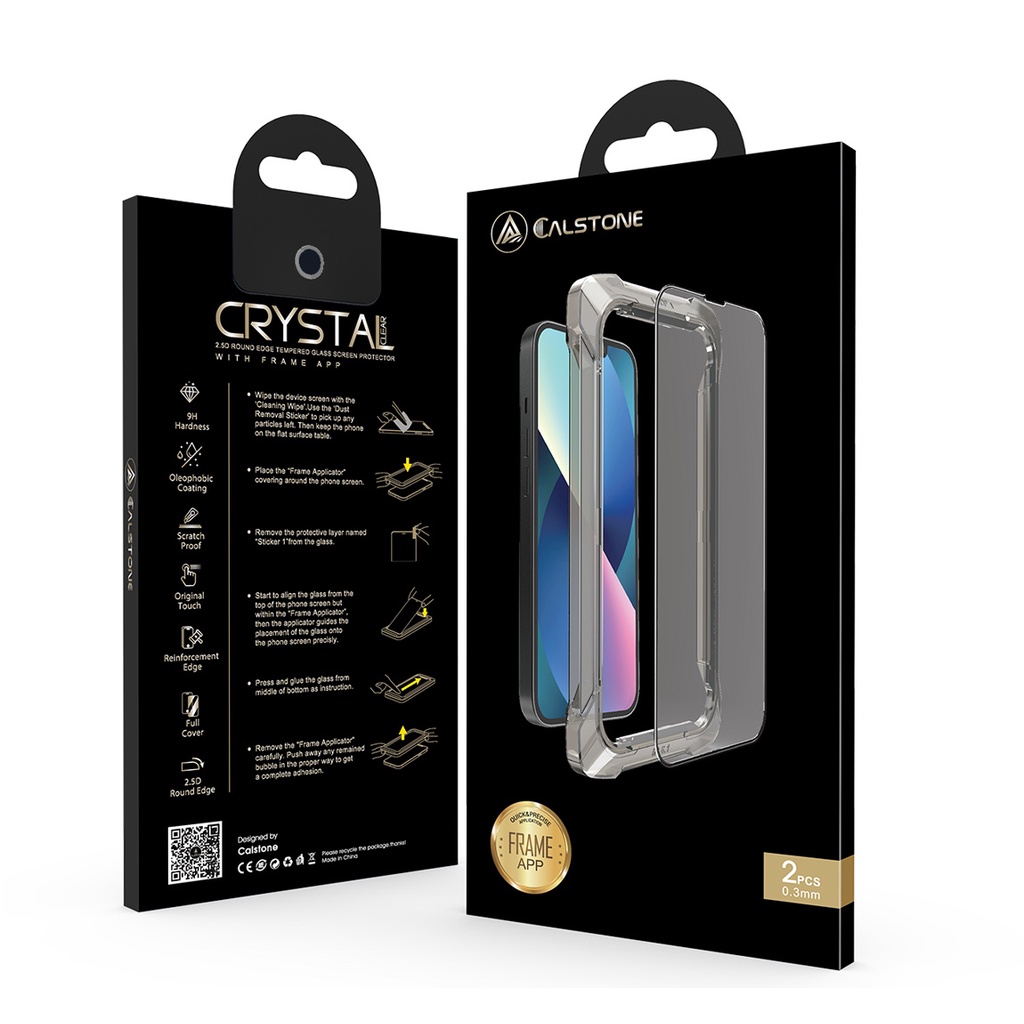 Bộ 2/set Kính cường lực 9H Calstone Chống ánh sáng xanh cho IPhone 13/14 Plus