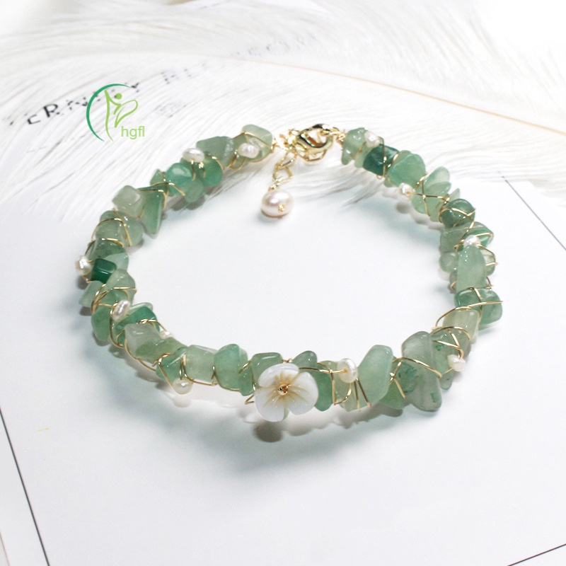 Vòng tay ngọc bích pha lê nhân tạo màu xanh lá thiết kế thu hút thích hợp làm quà cho nữ