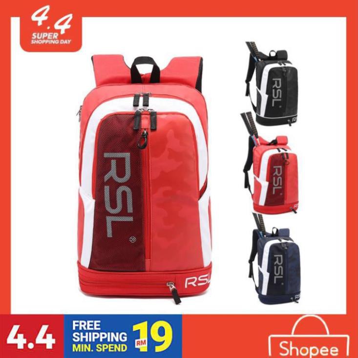 Chính hãng RSL Đa năng thể thao Ba lô Túi cầu lông Túi đựng quần vợt 3 gói Kho giày độc lập Xịn ))