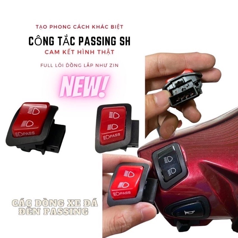 Công Tắc Passing SH Cho AirBlade, Wave, Future ( Kiểu Nút Sh 300i Đỏ)