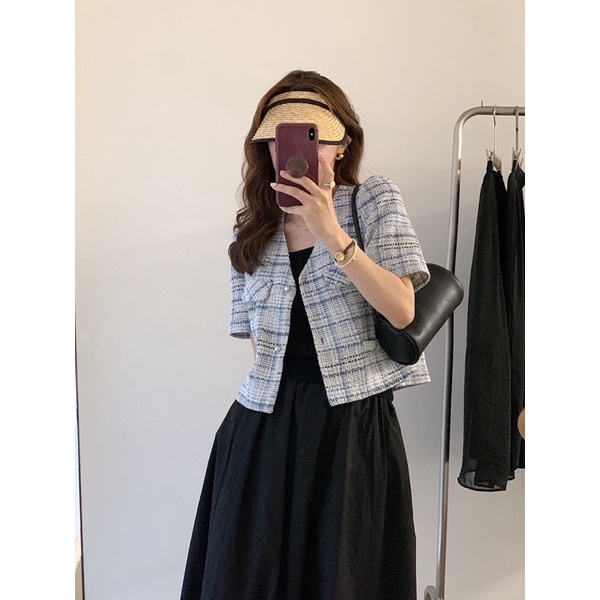 Áo Dạ Nữ Tay Cọc Chất Tweed Thời Trang