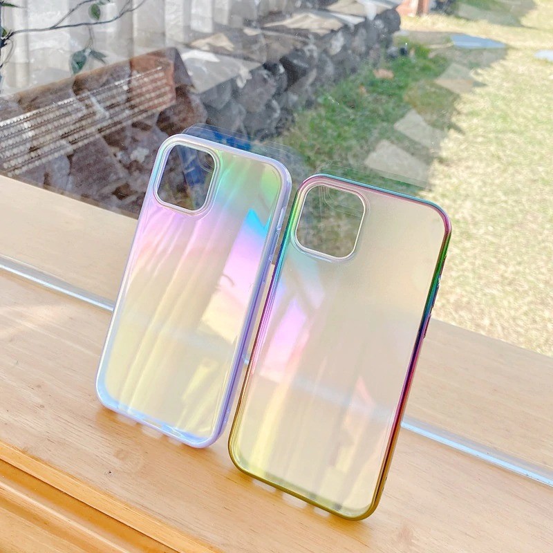 ốp lưng LASER AURONA UNISEX COUPLE iPhone 12 pro max/12/12 pro/11 pro max/11/11 pro lưng loang màu viền màu chuẩn đẹp