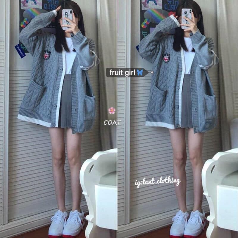 áo khoác len cadigan huy hiệu (dáng dài) | BigBuy360 - bigbuy360.vn