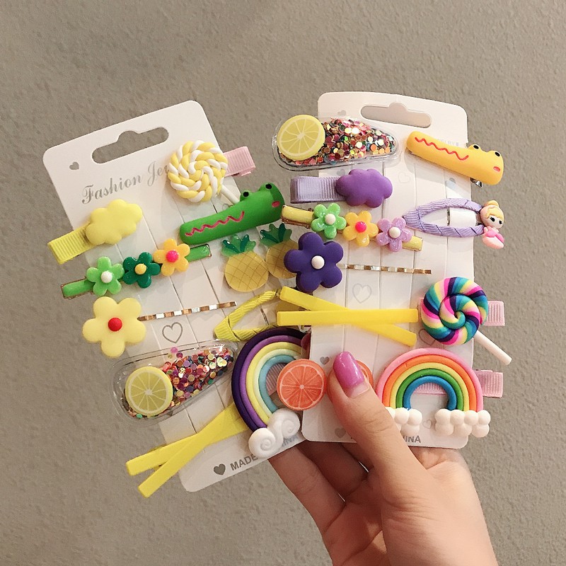 Set 10 Kẹp Tóc Hình Trái Cây Dễ Thương Cho Bé Gái