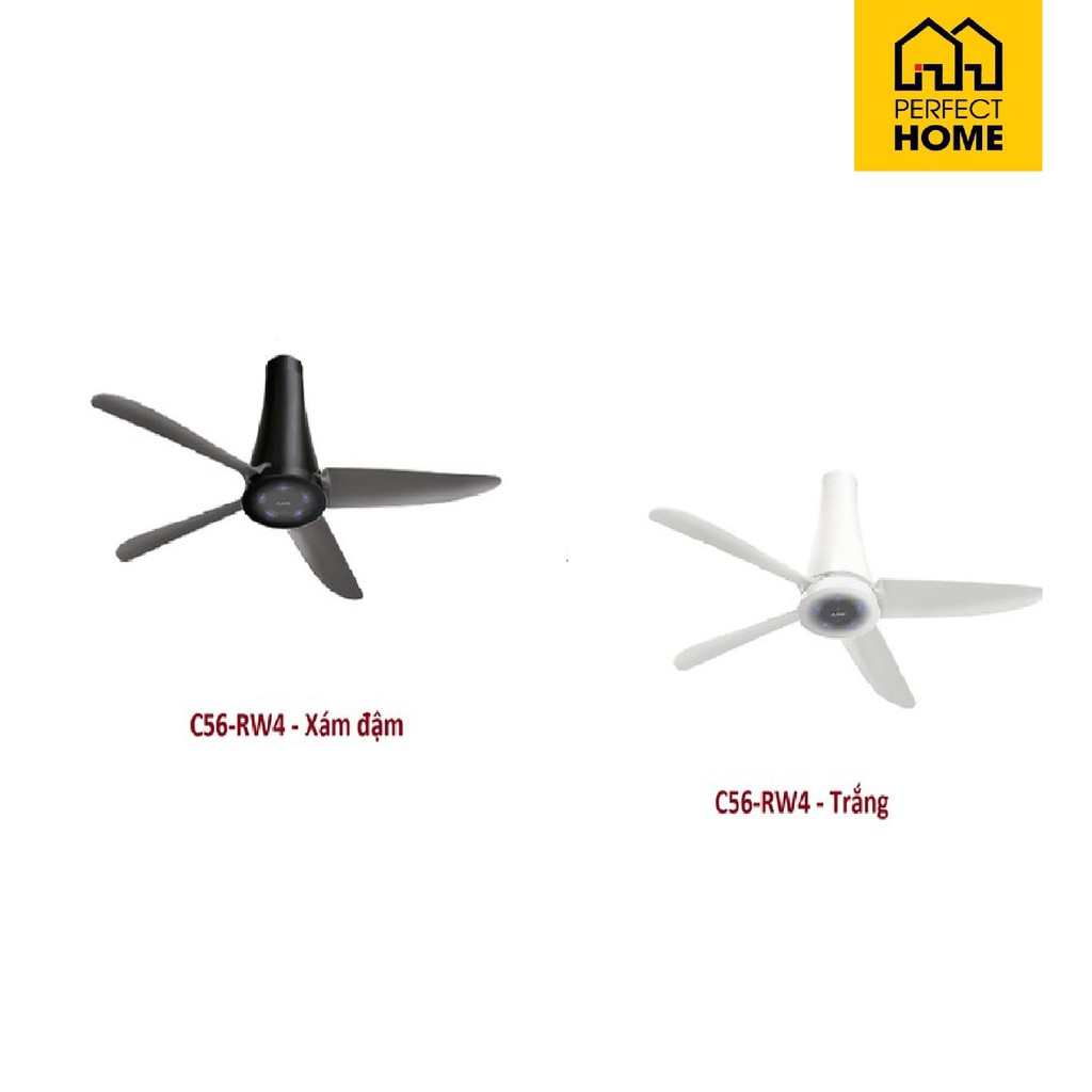 Quạt trần 4 cánh Mitsubishi C56-RW4 Màu trắng, màu xám đậm  Nhập khẩu Thái Lan