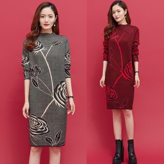 Đầm Len Hoa Dáng Suông Cao Cấp MSNN1634