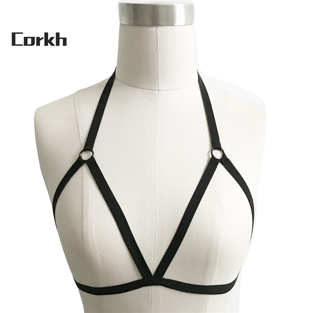 ●Co Women's Alluring Cage Harness Bra Elastic Strappy Hollow Out Underwear Top Áo ngực