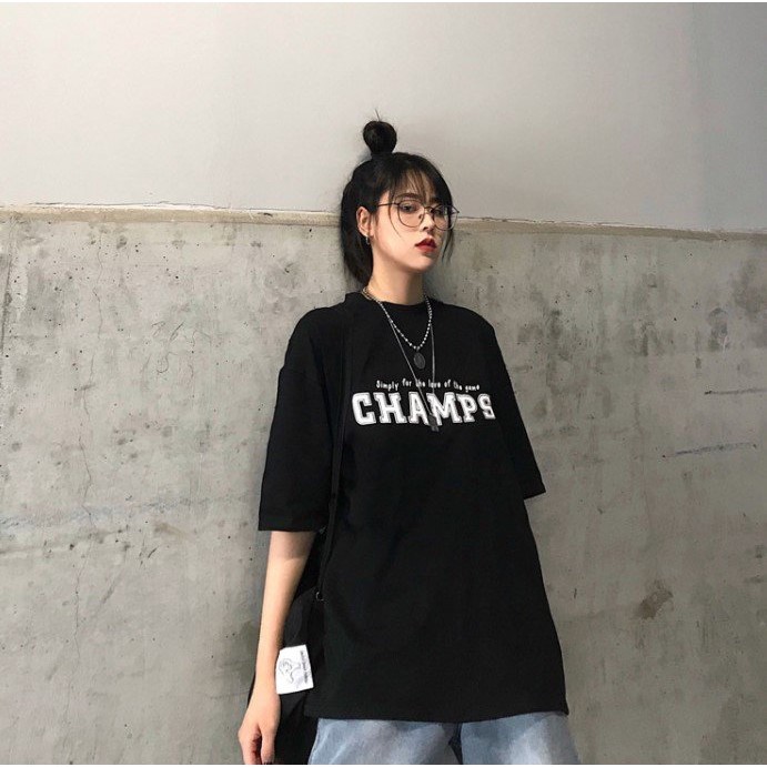 Áo Thun Tay Lỡ Form Rộng Champs Siêu Hot🍁 Áo thun Unisex nam nữ đều mặc được | BigBuy360 - bigbuy360.vn