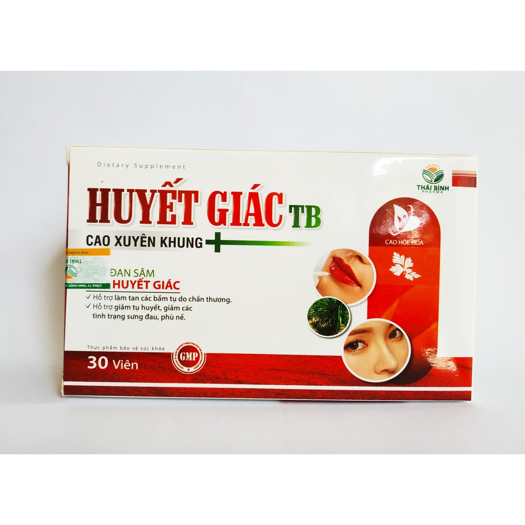 HUYẾT GIÁC TB (LONG HUYẾT) – TAN VẾT BẦM TÍM – MAU LÀNH VẾT THƯƠNG – TAN HUYẾT - HỘP 30 VIÊN