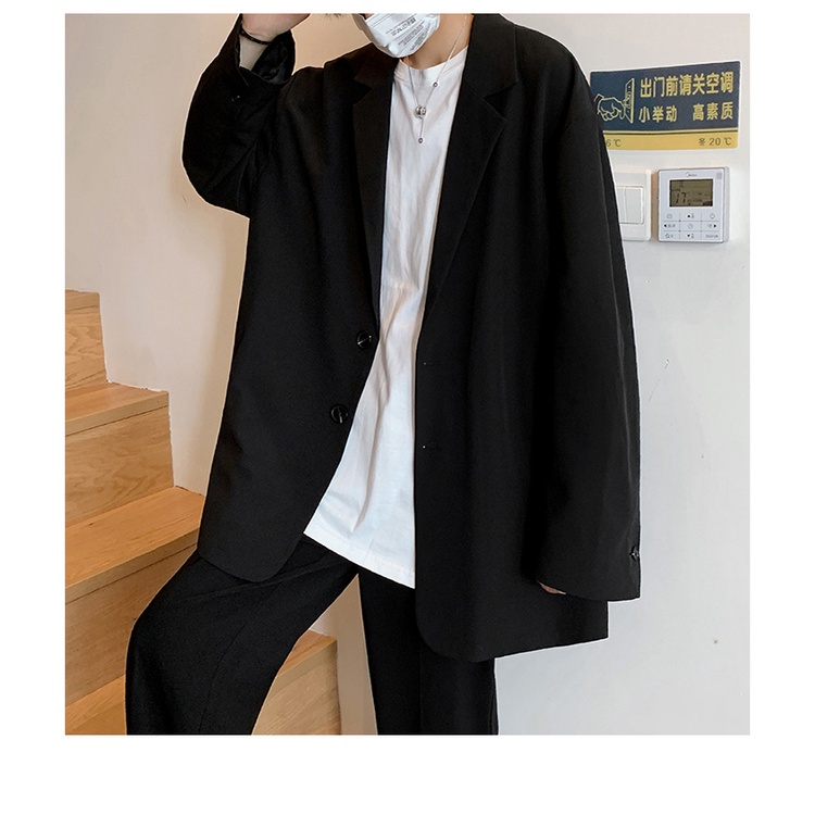Áo khoác Blazer cổ bẻ mỏng dài tay ấm áp màu trơn phong cách Hàn Quốc cho nam 2020