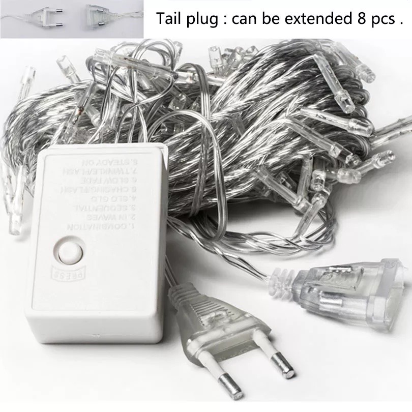 Rèm Led Thả Đom Đóm 6 Mét / 4 Mét x 0.6 Mét Fairy Light Màu Vàng, Có Phích Nối, Trang Trí Quán, Sân Vườn