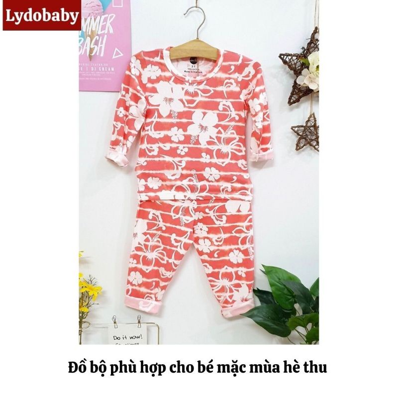 Bộ đồ quần áo dài tay cho bé gái mùa hè thu LYDO BB 100% cotton họa tiết hoa lá điệu đà nổi bật từ 2 đến 12 tuổi