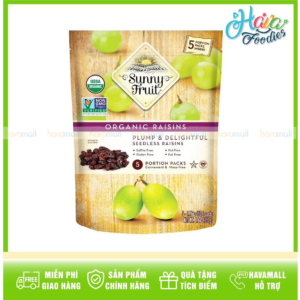 [HÀNG CHÍNH HÃNG] Nho Khô Hữu Cơ Sunny Fruit 250gr - Organic Raisins