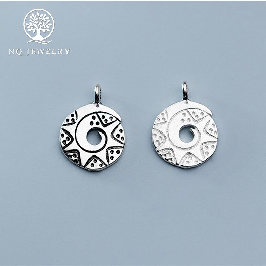 Charm bạc hình xoắn ốc hoa văn treo - NQ Jewelry