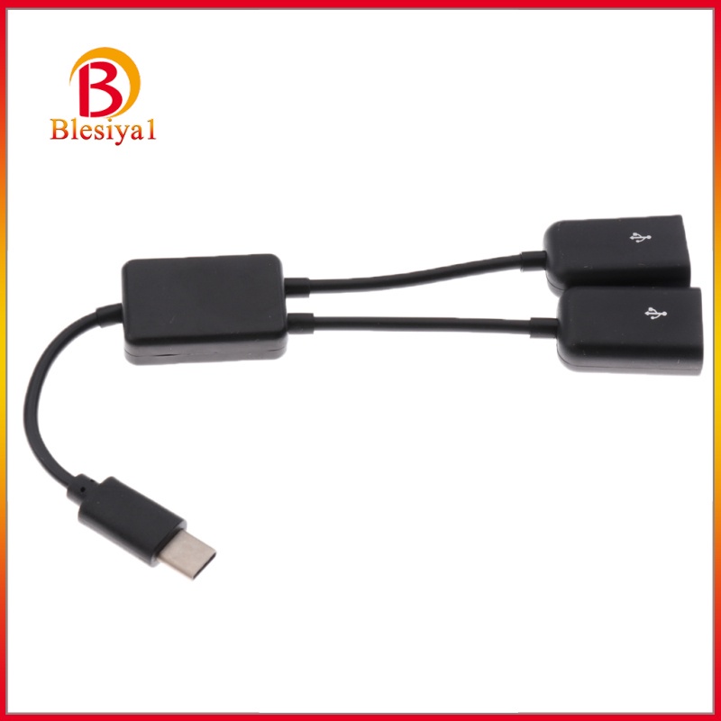 [BLESIYA1] USB3.1 Type C to Dual USB A 2.0 OTG Charge Hub Adapter Connector Cable Black