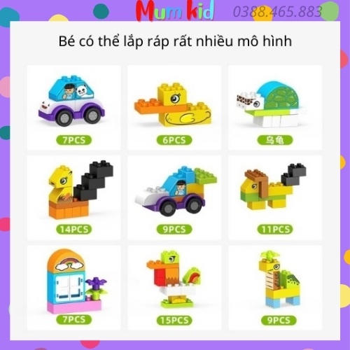 Bộ đồ chơi Lego cỡ lớn, xếp, ghép hình, lắp ráp, lắp ghép cho bé trai, gái 2 3 4 5 6 7 tuổi. Trò chơi trí tuệ cho trẻ em