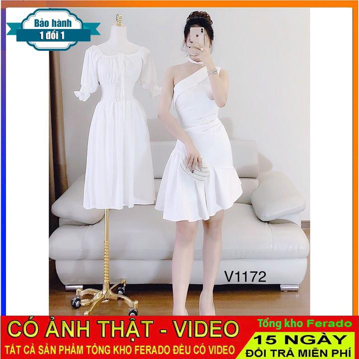 [ xả kho ] MiD Váy trắng cổ chéo V1172  Mie Design kèm ảnh thật