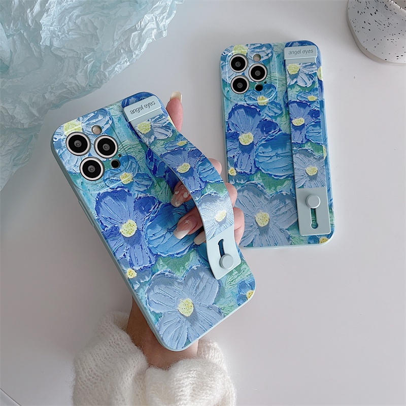 Ốp Điện Thoại Mềm Họa Tiết Tranh Sơn Dầu Có Dây Đeo Cho iPhone 13 12 11 Pro Max X XR XS Max