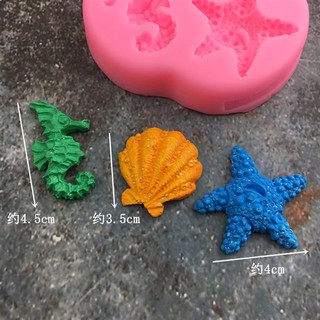 Khuôn Silicone sinh vật biển Sò Sao Biển Cá Ngựa 3C