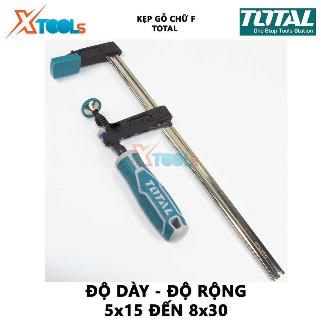 Kẹp gỗ chữ F Total Cảo chữ F thép không gỉ cố định lên bàn thợ mộc, bàn thợ cơ khí [XSAFE][XTOOLs]