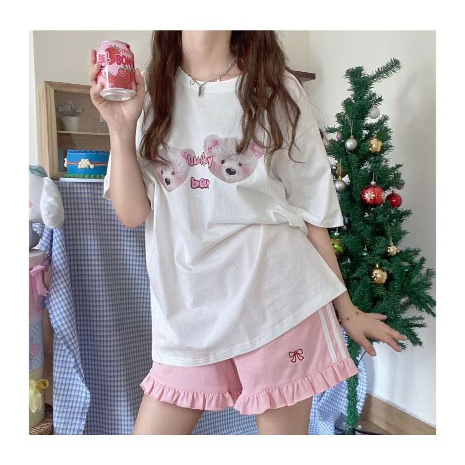 Quần Short Thể Thao Ống Rộng Thêu Họa Tiết Thời Trang Mùa Hè Hàng Mới Phong Cách Nhật Bản Cho Nữ 2022