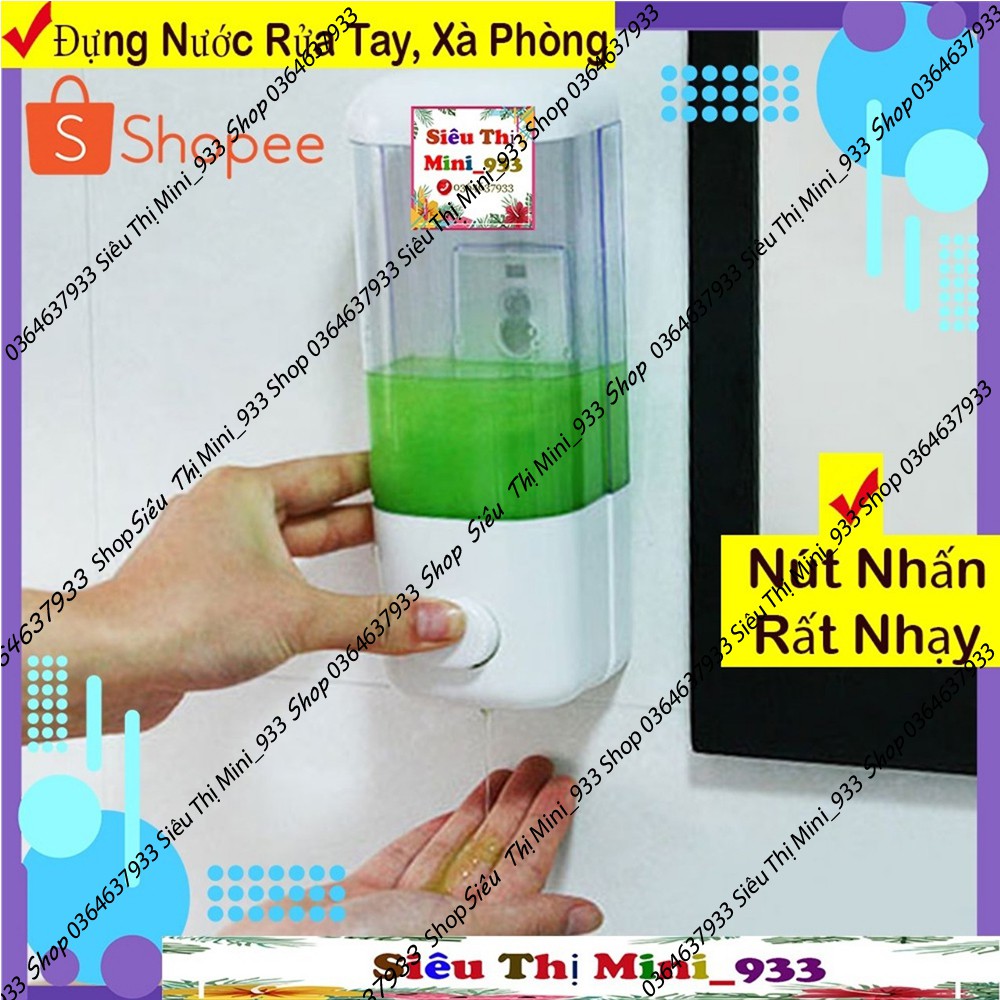 Hộp đựng xà phòng nước rửa tay treo tường ✨FREESHIP✨ đựng dầu gội gắn tường 500ml có nắp Tặng miếng dán và bộ đinh ốc