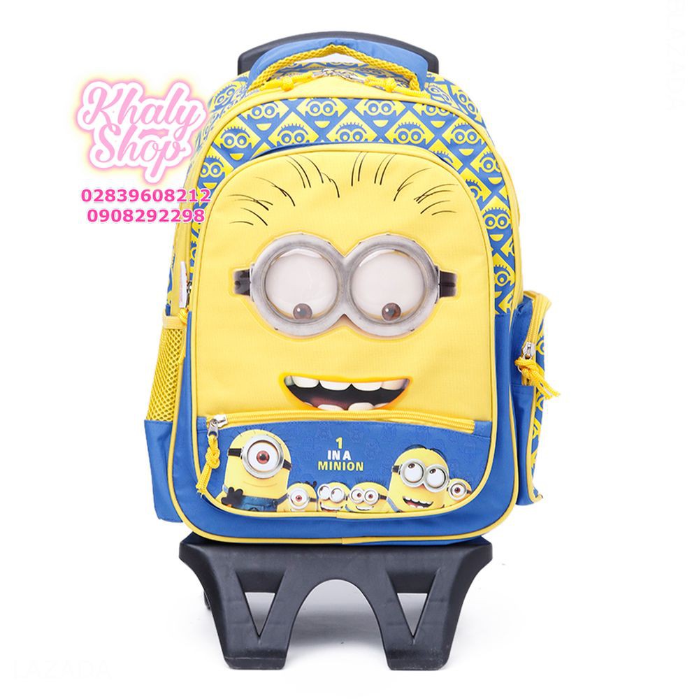 Balo kéo trẻ em 15'' hình Minions với đôi mắt nhúc nhích siêu đáng yêu màu vàng xanh dương - BLKMI15VX