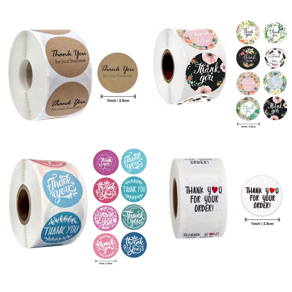 Sticker Thank You - Cuộn băng keo tape cám ơn 500cái x 2.5cm