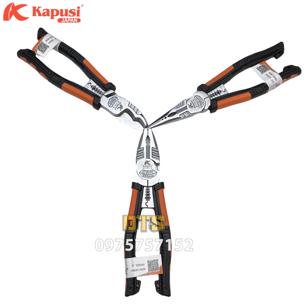 Kìm đa năng thép Nhật CR-V đúc nguyên khối hãng Kapusi JAPAN, Kìm điện – kìm cắt – nhọn thiết kế tiên tiến tiết kiệm 30%
