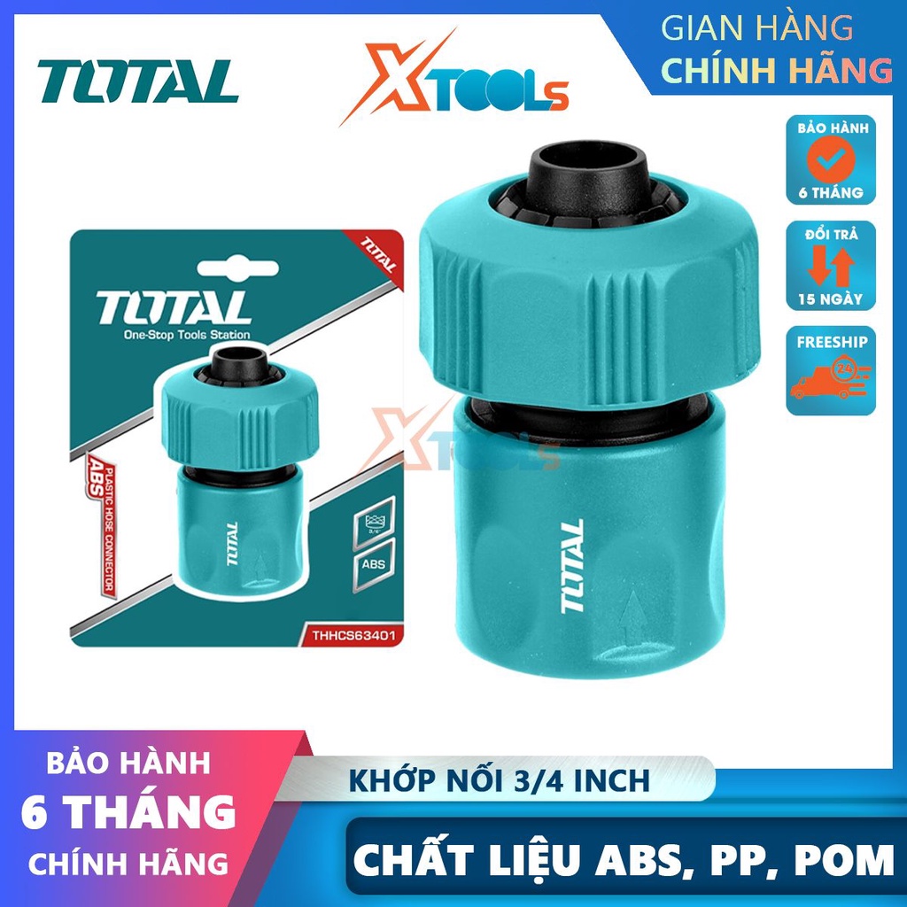 Khớp nối nhựa TOTAL, khớp nối ống nước kích thước 3/4inch, chất liệu: ABS, PP, POM [CHÍNH HÃNG][XTOOLS]