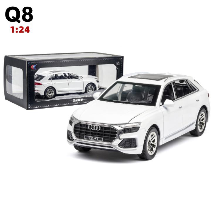 Xe mô hình ô tô Audi Q8 tỉ lệ 1:24 bằng kim loại - Xe đồ chơi trẻ em bằng hợp kim có âm thanh và đèn