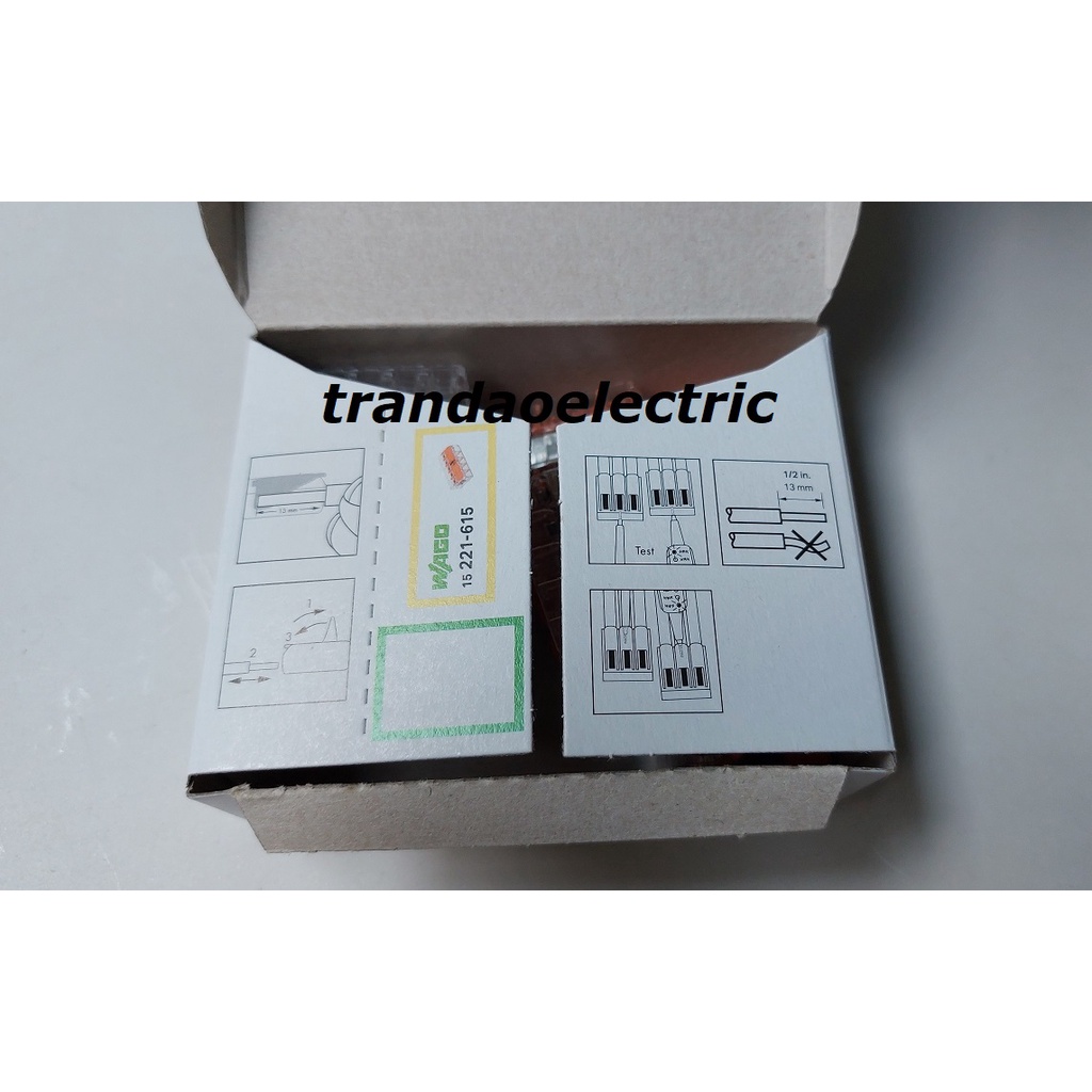 Đầu nối dây điện 5 dây 6.0mm2 41A WAGO COMPACT 221-615
