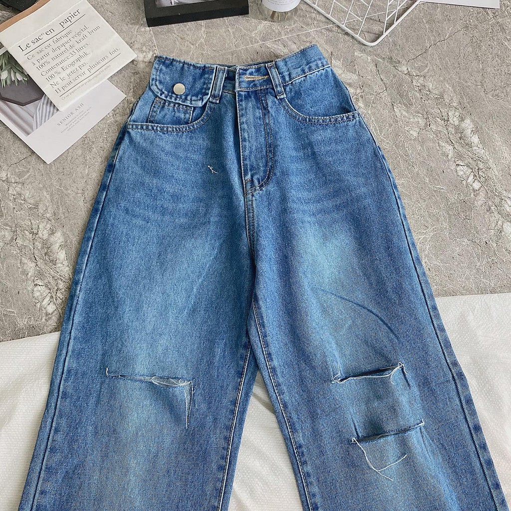 (MẪU MỚI-FREESHIP) QUẦN JEAN FORM THÁI TÚI NẮP RÁCH GỐI❤️CHIBEST_JBA51