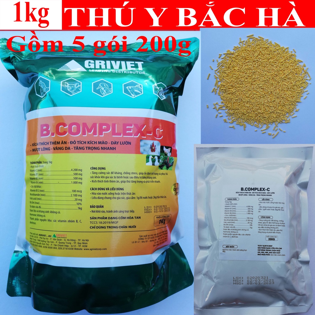 1 kg B.complex-C kích thích thèm ăn - Đỏ tích kích mào. tăng trọng nhanh phát triển nhanh (tốt cho gà đá và chim)