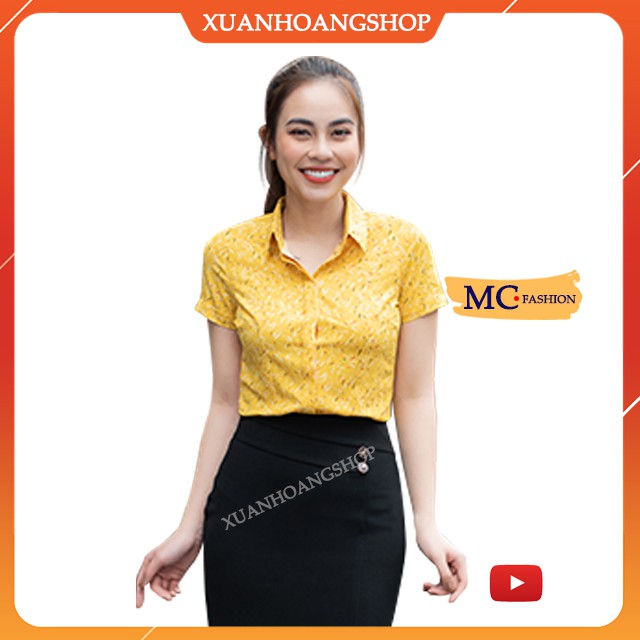 Áo Sơ Mi Nữ Cộc Tay Ngắn, Kiểu Áo Sơ Mi Nữ Công Sở Đẹp,3 Màu( Trắng, Xanh Tím Than,Vàng ), Mc Fashion A638