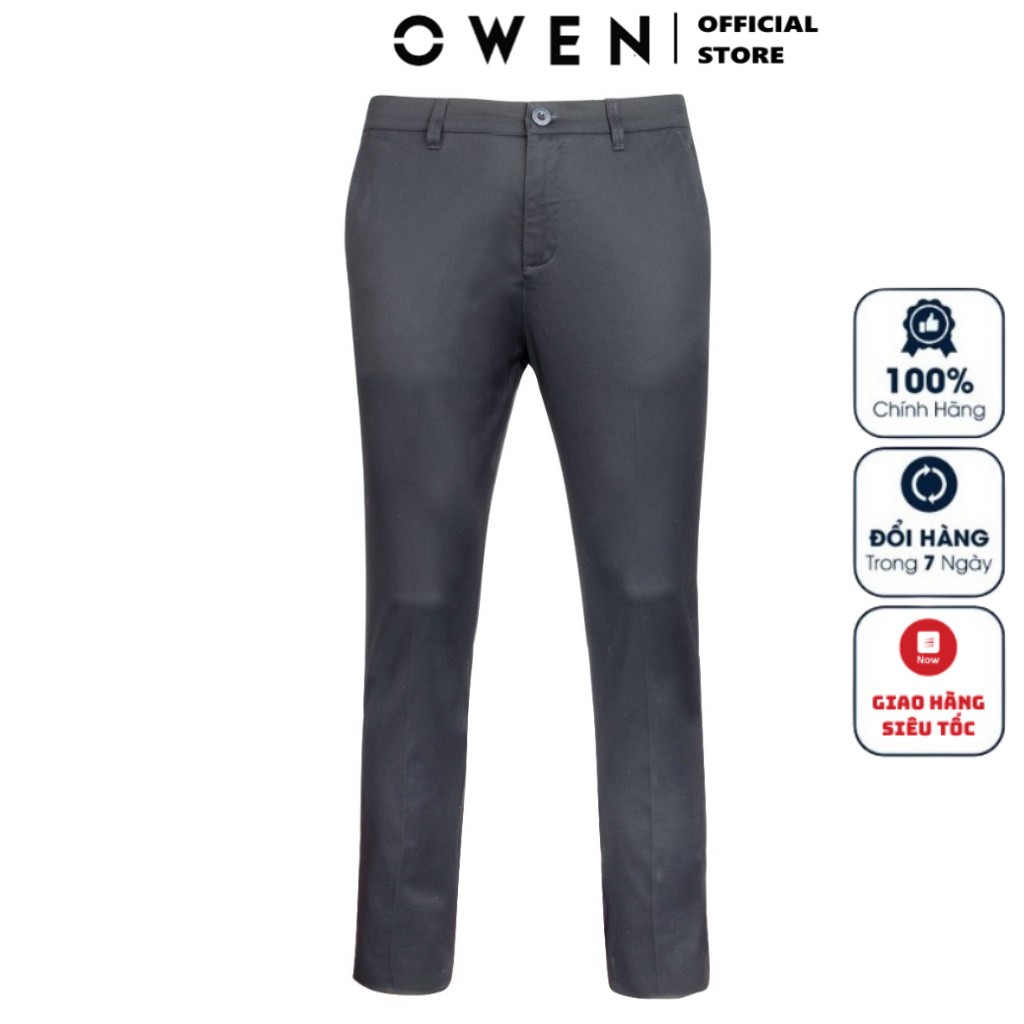 Quần Kaki Nam Owen - QKSL22227 Màu Đen Trơn Kiểu Dáng Slim Fit Chất Liệu Cotton