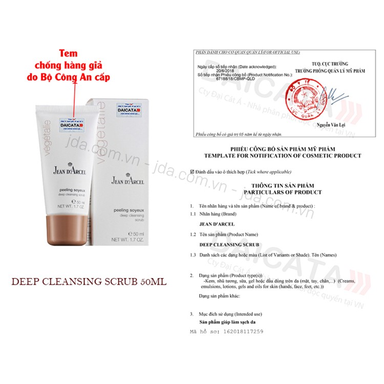 Tẩy tế bào chết cho da nhạy cảm Jean D Arcel Deep Cleansing Scrub 50ml