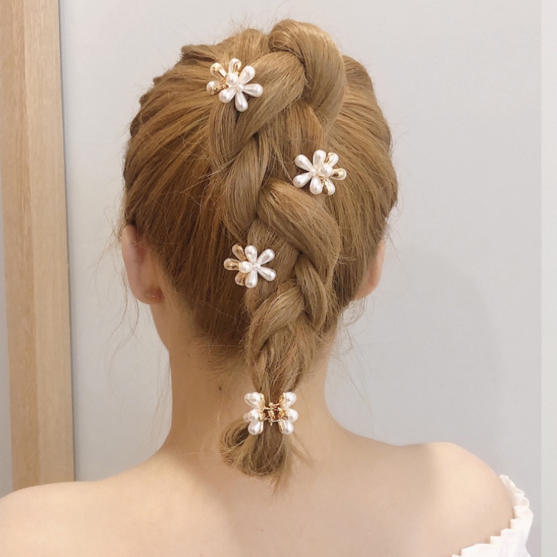 Set 6 kẹp tóc hình hoa đính ngọc trai giả thời trang cho nữ