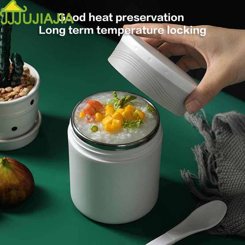 Cốc đựng súp sữa đồ ăn sáng JUJIAJIA có nắp đậy và muỗng 450ml tiện lợi