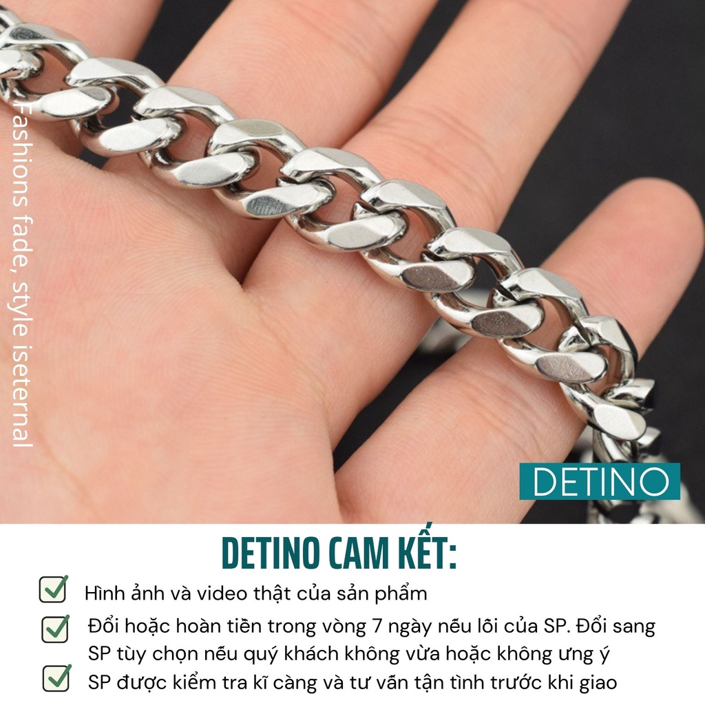 Dây chuyền titan nam cuban màu bạc đẹp kiểu dáng basic phong cách unisex hiphop không gỉ DETINO DC07