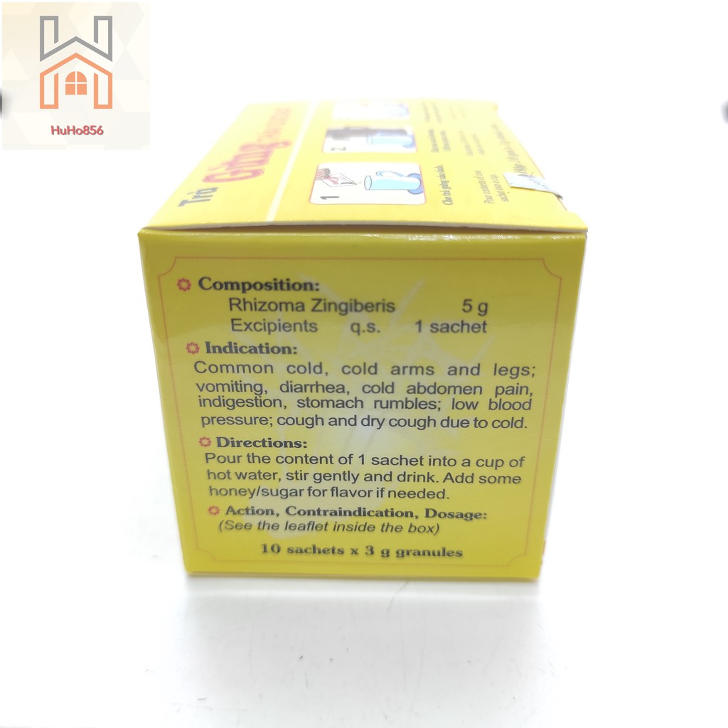 Trà Gừng Thái Dương - Hỗ Trợ Cảm Lạnh, Ho, Khàn Tiếng, Đau bụng- Hộp 10 gói