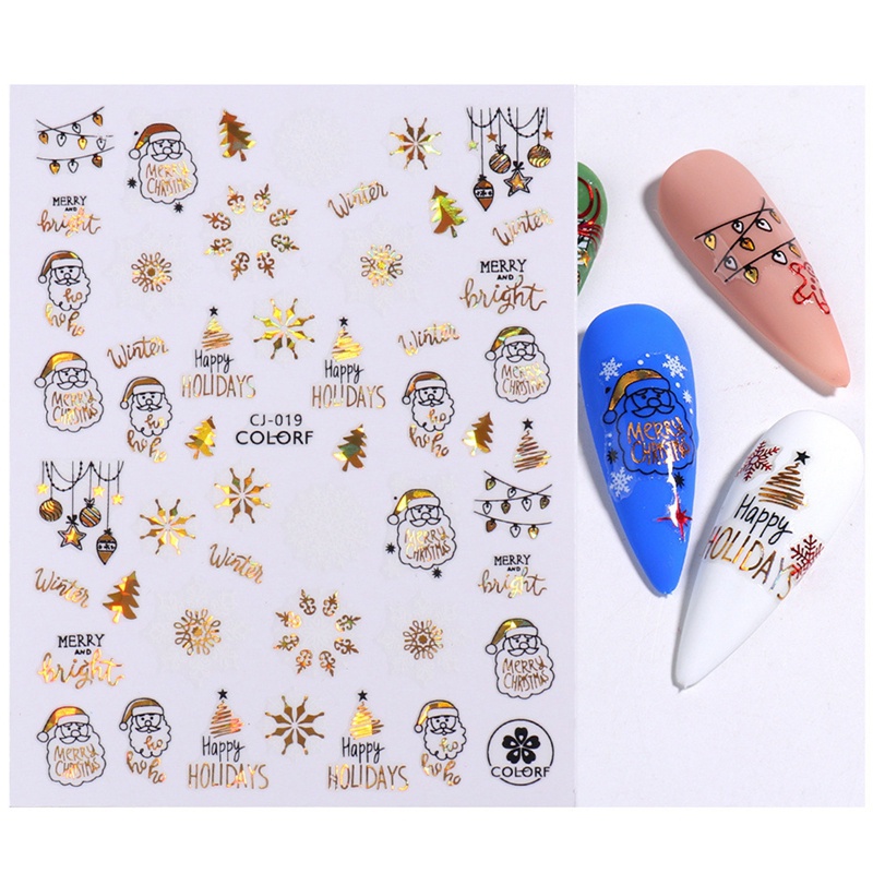 Miếng Dán Trang Trí Móng Tay Họa Tiết Giáng Sinh