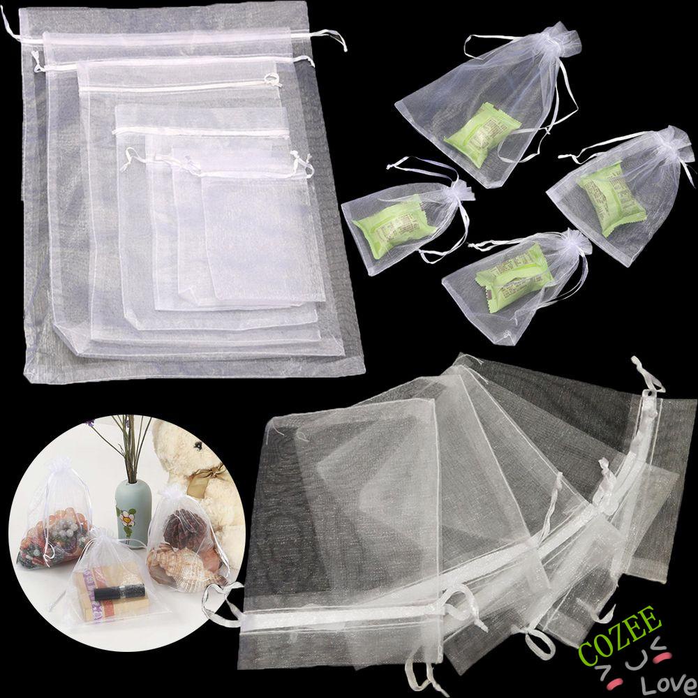 Set 25/50 túi lưới dây rút đựng kẹo trang sức nhiều kích thước