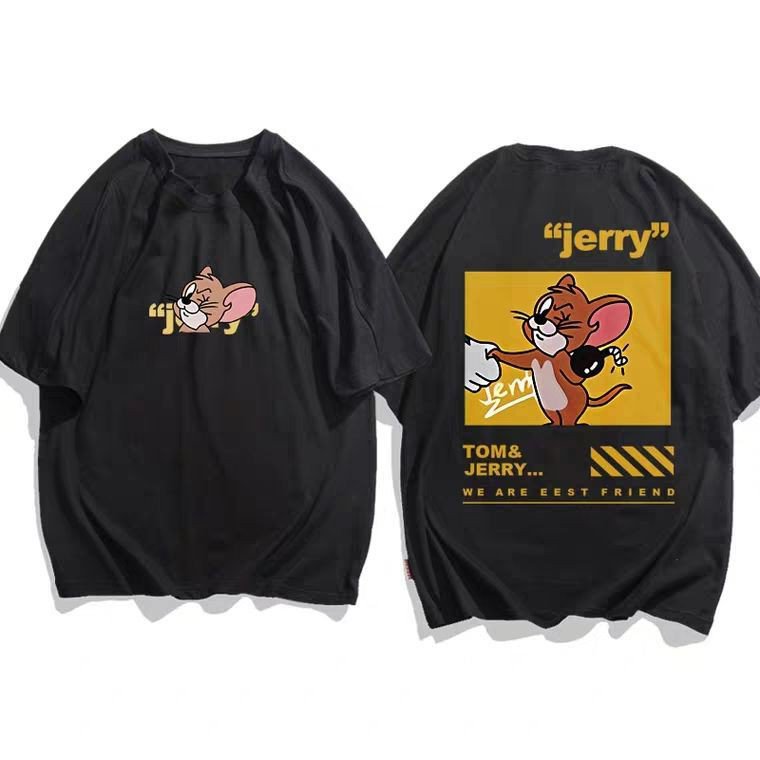 Áo Thun Cotton Dáng Rộng In Hoạt Hình Tom And Jerry Đáng Yêu Cho Cặp Đôi