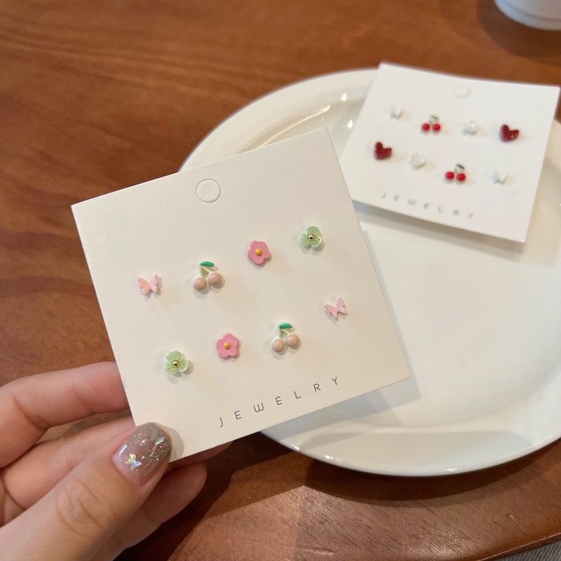 Bông Tai Mạ Bạc 925 Hình Quả Cherry Dễ Thương