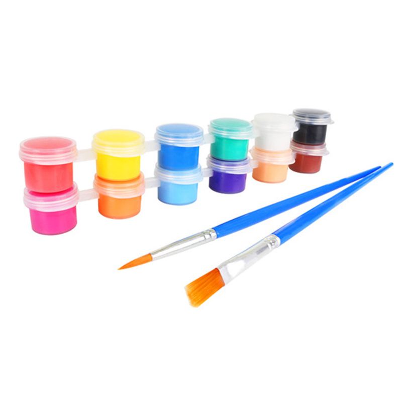 ✿ Bộ Dụng Cụ Vẽ Tranh Acrylic Với 2 Cọ Vẽ Dành Cho Trẻ Em DIY