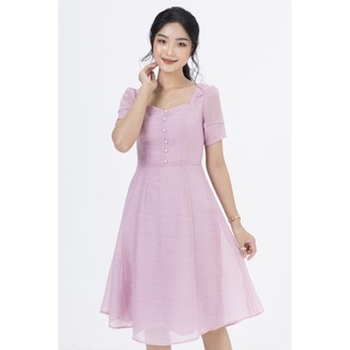 De Leah - Đầm Xoè Cổ Vuông Tay Bồng - Thời trang thiết kế