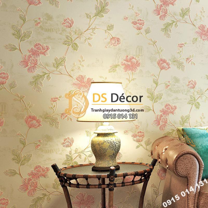 [SALE SẬP SÀN] Xả Kho Giấy Dán Tường 3D Hoa Hồng Damacus Màu Hồng [CHỈ CÓ TẠI DS DECOR]